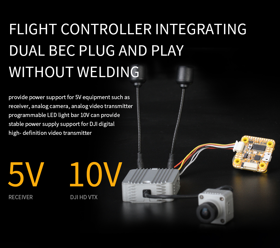Flight controller integrating dual bec plug and play without welding